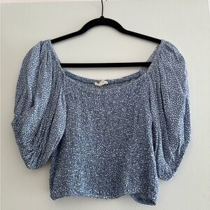 Elegant periwinkle Puff Sleeve Blouse